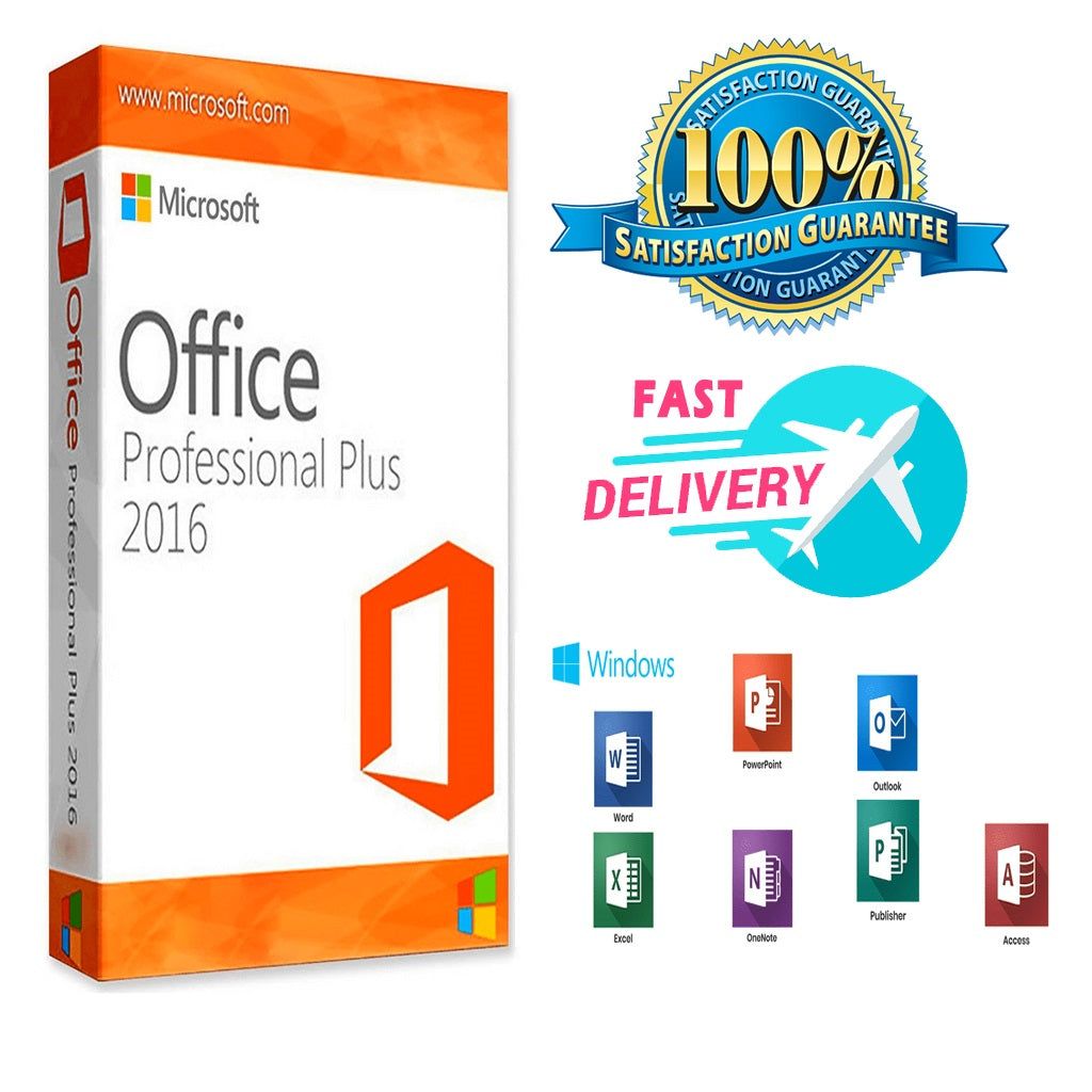 Microsoft Office 2016 Professional Plus - Official Download & Key- 32/64 Bit